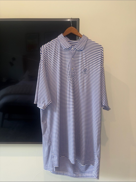 turtleson Other - Men's Striped Polo Shirt - Blue and White
